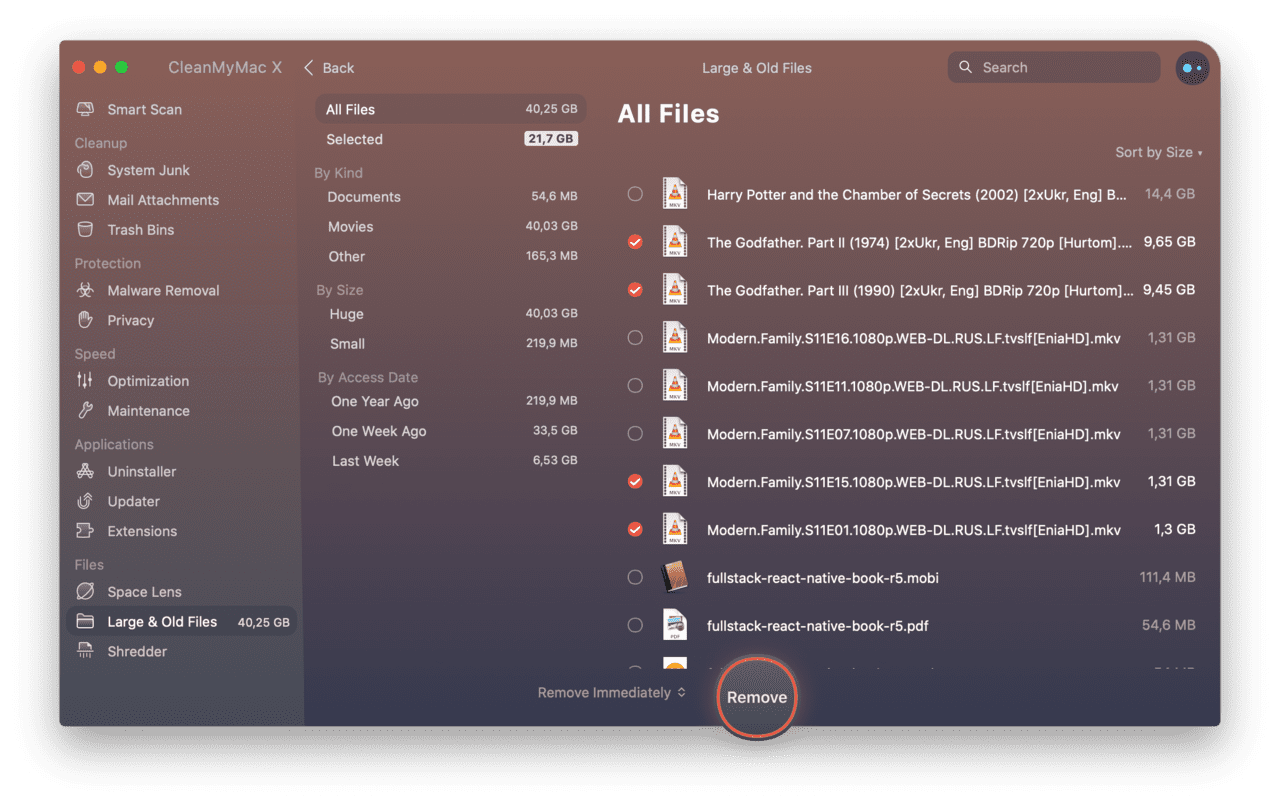 Delete large and old files on your Mac